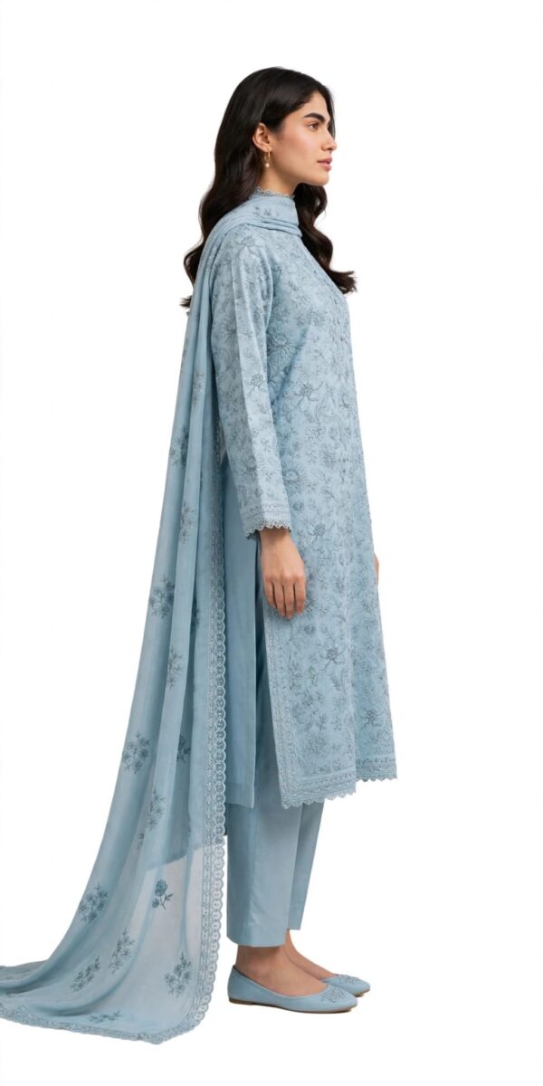 Aadora - Sky Blue Printed Lawn 3-Piece Suit - Summer Collection