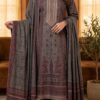 Aadora - Smoke Grey & Plum Embroidered Khaddar 3-Piece Suit