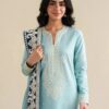 Aadora - Ice Blue Embroidered Khaddar 3-Piece with Heavy Shawl