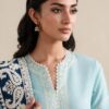 Aadora - Ice Blue Embroidered Khaddar 3-Piece with Heavy Shawl