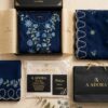Aadora - Dark Blue Sleeveless Embroidered Khaddar 3-Piece