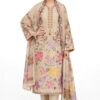 Aadora - Beige Floral Printed Karandi 3-Piece Suit