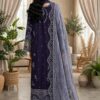 Aadora - Ice Blue / Navy Blue Heavy Embroidered Karandi 3-Piece