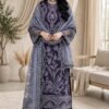 Aadora - Ice Blue / Navy Blue Heavy Embroidered Karandi 3-Piece