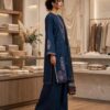 Aadora - Navy Blue Heavy Embroidered Lawn Suit - Festive Collection