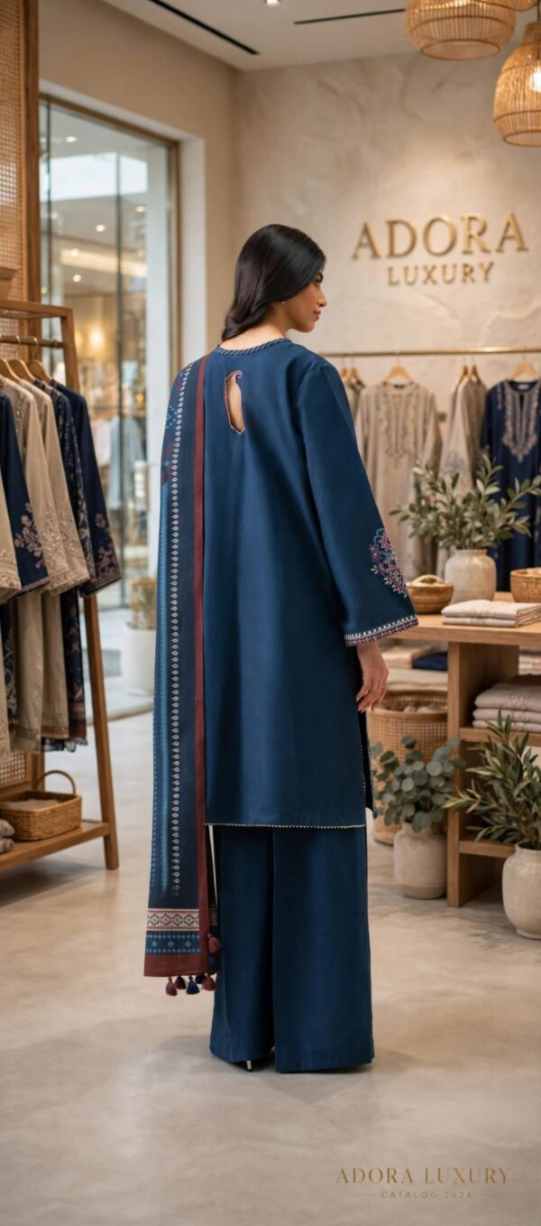 Aadora - Navy Blue Heavy Embroidered Lawn Suit - Festive Collection