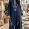 Aadora - Navy Blue Heavy Embroidered Lawn Suit - Festive Collection