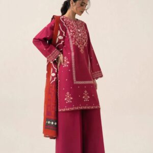 Aadora - Shocking Pink Embroidered Dhanak Suit - Winter Festive Collection