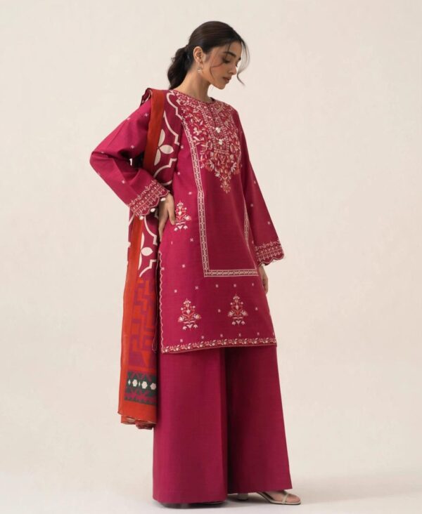 Aadora - Shocking Pink Embroidered Dhanak Suit - Winter Festive Collection