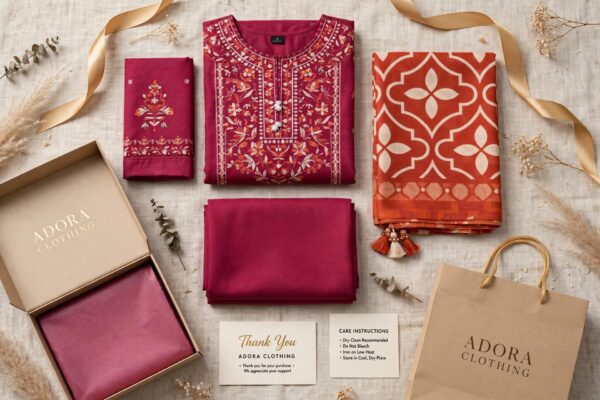Aadora - Shocking Pink Embroidered Dhanak Suit - Winter Festive Collection