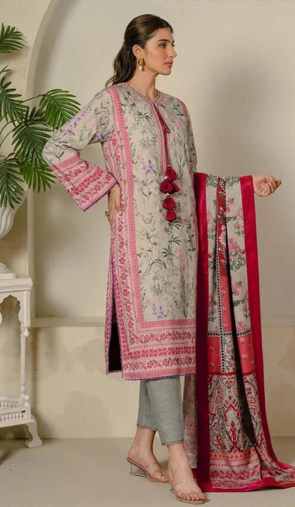 Aadora - Off White & Pink Floral Printed Lawn Suit - Summer Collection