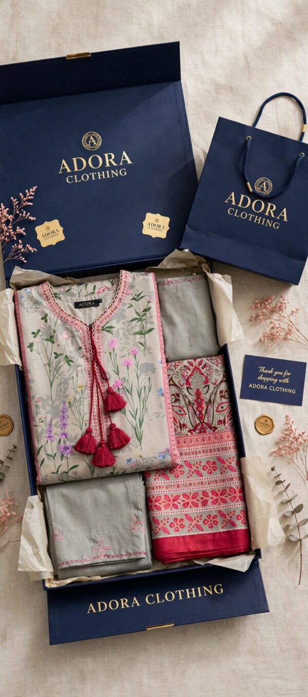 Aadora - Off White & Pink Floral Printed Lawn Suit - Summer Collection