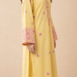Aadora - Light Yellow Embroidered Lawn 2 Piece Suit - Summer Collection