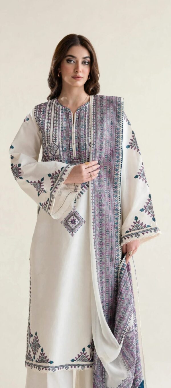 Aadora - Off White Multi Embroidered Lawn 3 Piece Suit - Summer Collection