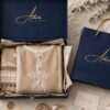 Aadora - Beige Skin Embroidered Lawn 3 Piece Suit - White Embroidery - Festive Collection - With Box