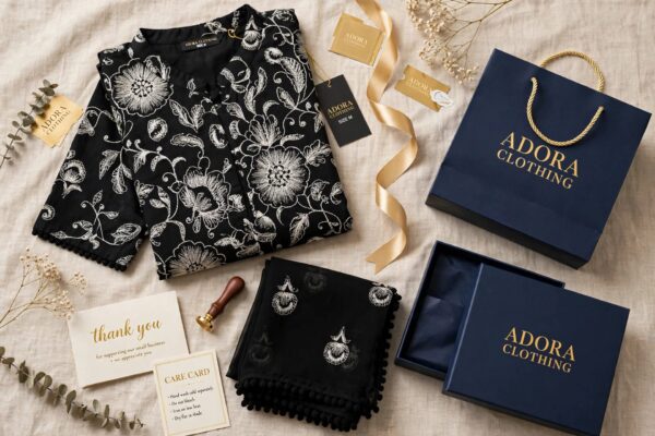 Aadora - Black Chikankari Embroidered Lawn 3 Piece Suit - White Embroidery - Festive Collection - With Box