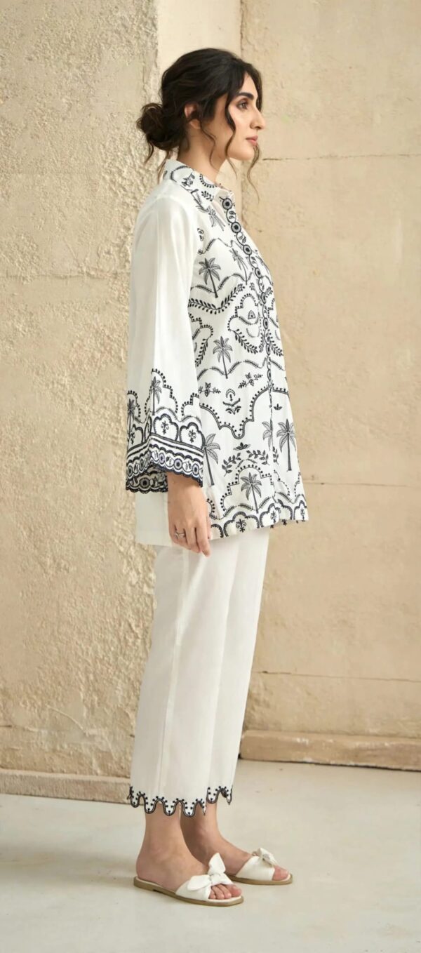 Aadora - White Blue Embroidered Lawn 2 Piece Suit - Festive Collection