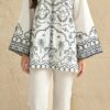 Aadora - White Blue Embroidered Lawn 2 Piece Suit - Festive Collection